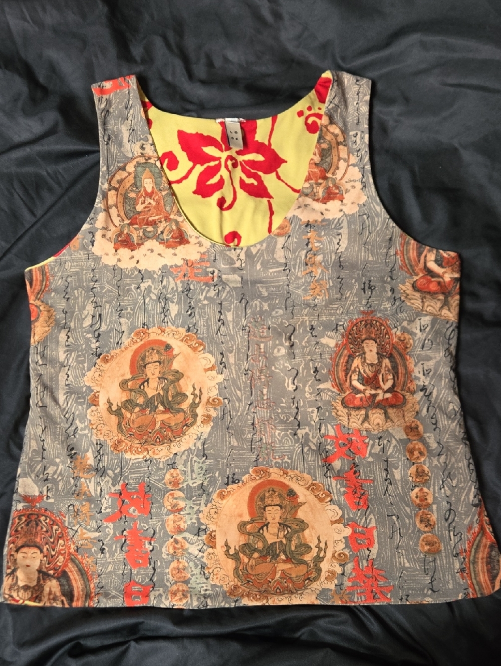 90s LOOK Brand Buddha Print Tank Top- Y2K Grunge Vibe
